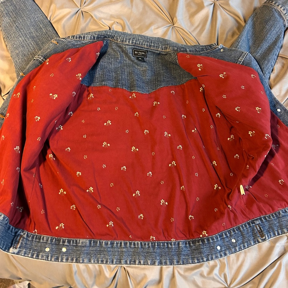 Bit & Bridle for Her XXL Blue Denim Jean Jacket Button Front Long Sleeve Fitted - Picture 8 of 9